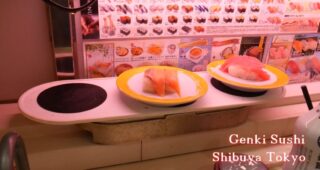 Genki Sushi Conveyor Belt Restaurant in Shibuya Tokyo