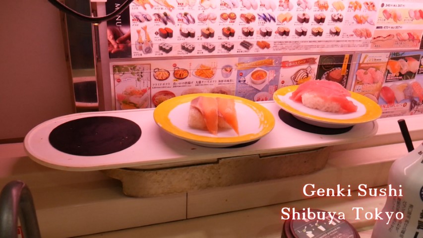 Genki Sushi Conveyor Belt Restaurant in Shibuya Tokyo