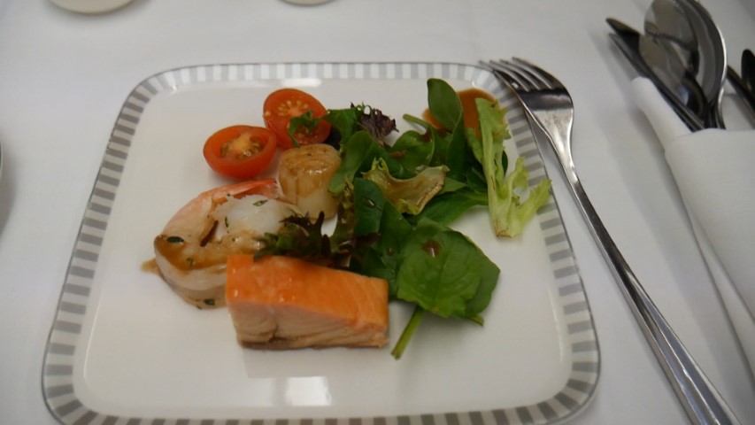 Seafood Salad Appetizer onboard Singapore Airlines Business Class