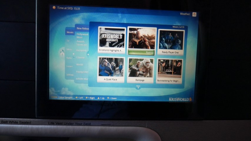 Singapore Airlines Entertainment System