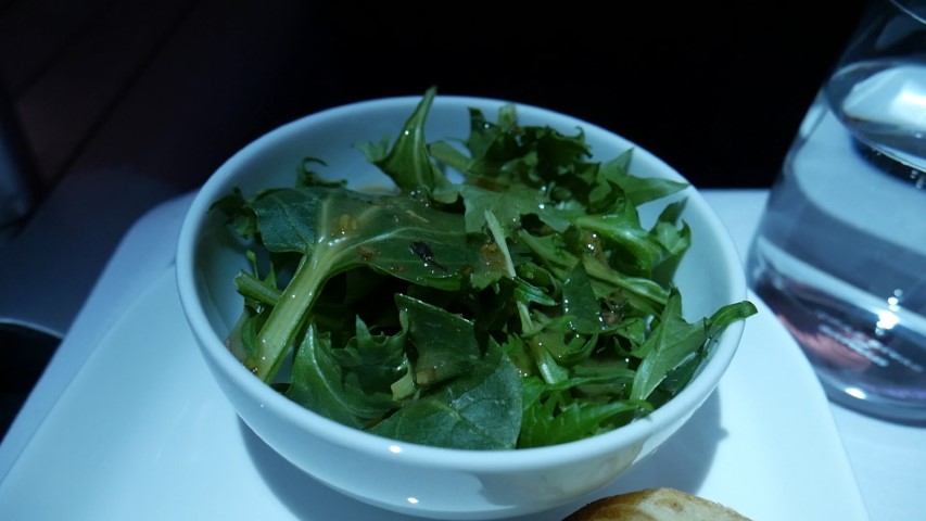 The bowl of lettuce on Qantas Business Class