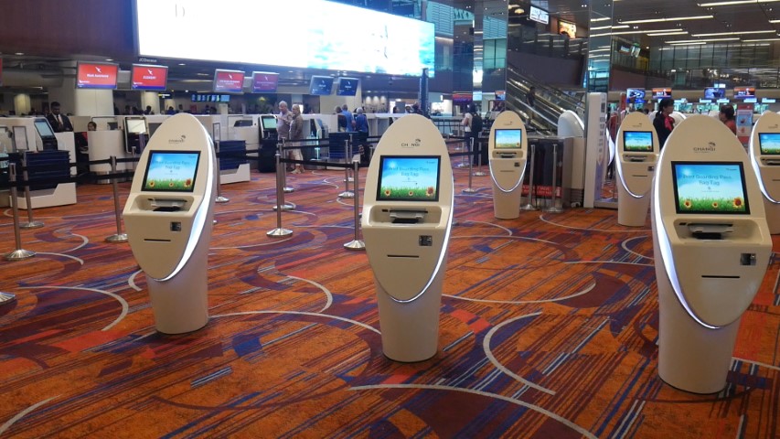 Qantas Automated Check-in Kiosks at Singapore Airport