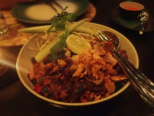 Pad thai noodle dish at Som Chai Thai Restaurant Seminyak