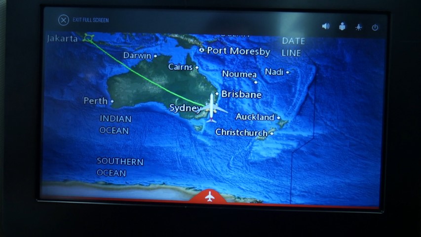 Flight map in Qantas Business Class