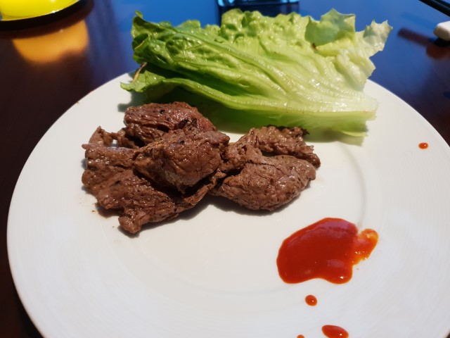 Grilled beef at the Club Lounge Grand Hyatt Macau