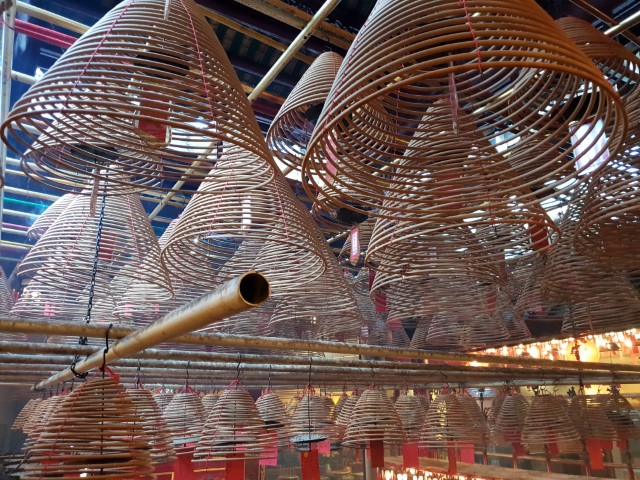 Incense coils inside Man Mo Temple Hong Kong