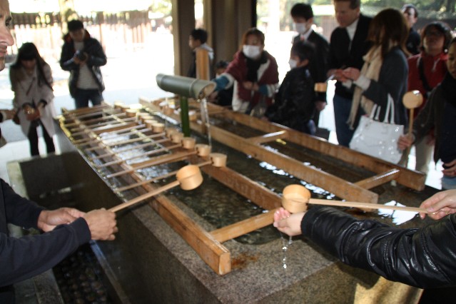 Cleansing before entering Meiji Jingu Shrine Tokyo