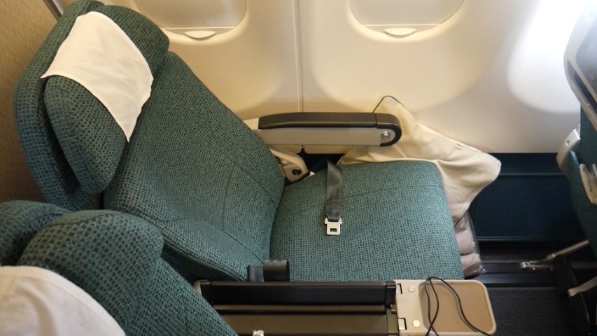 Reclined Premium Economy Seat on Cathay Pacific