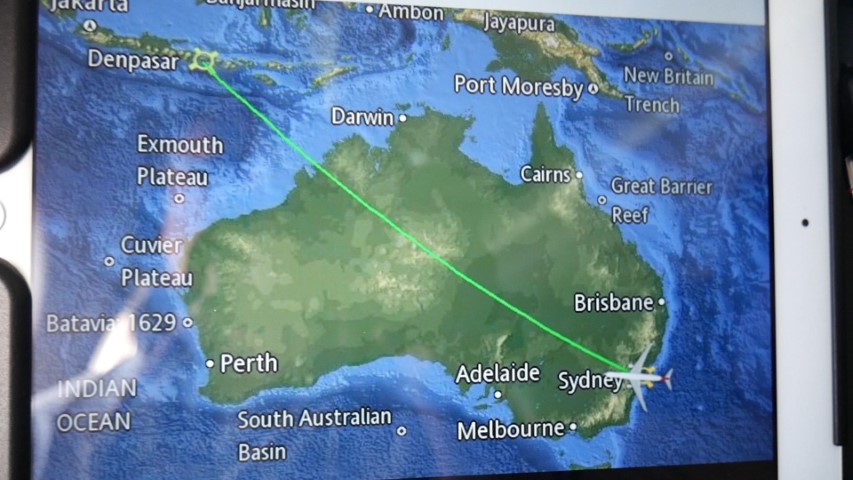 Flight map on Qantas Entertainment Unit