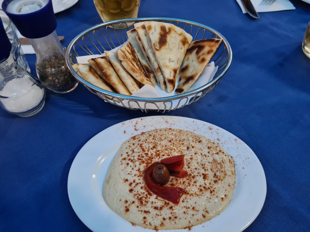 Hummus and Pita Bread at Fetta's Greek Restaurant Cairns