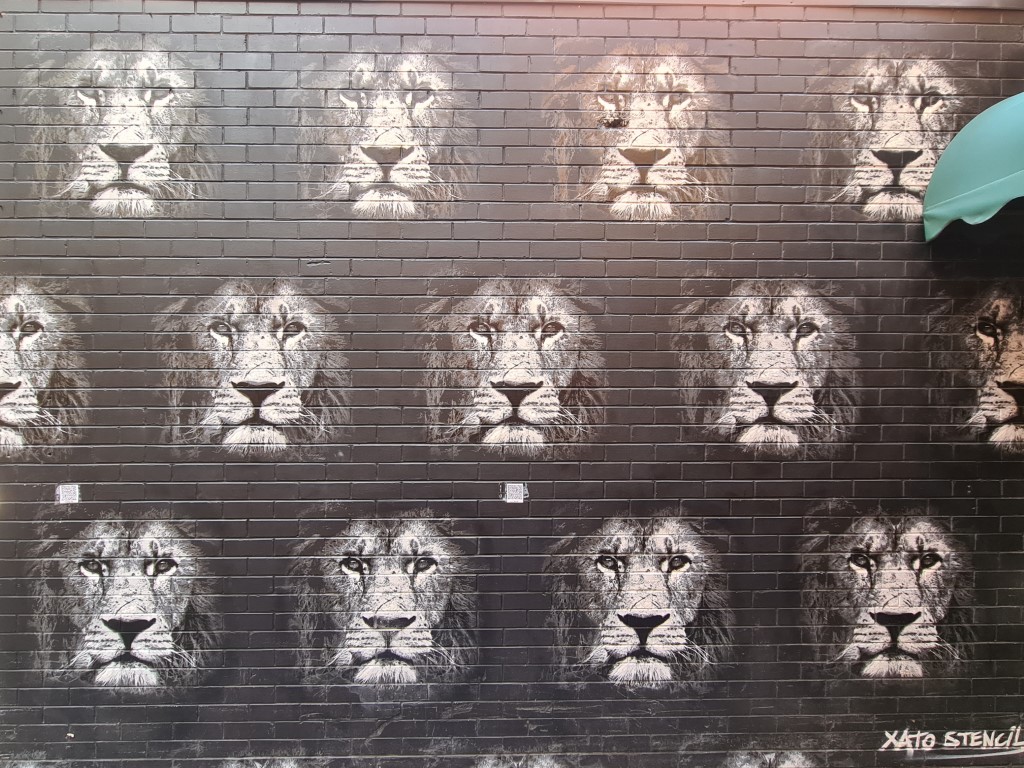 Lions Street Art on Burnett Lane