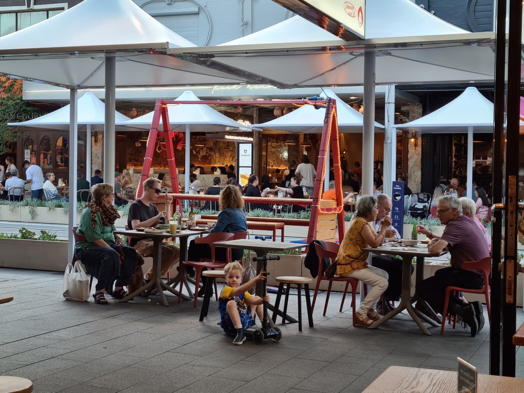 Outdoor dining at Ayam Penyet Ria Indonesian Restaurant Parramatta