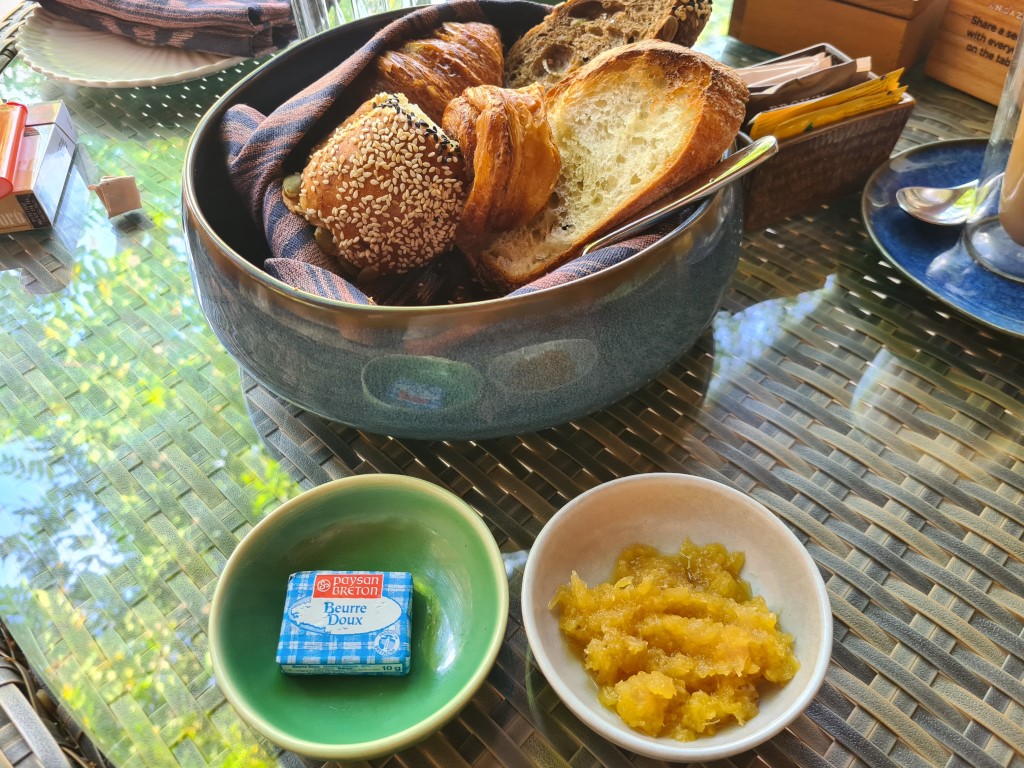 Bakery basket served with pineapple jam