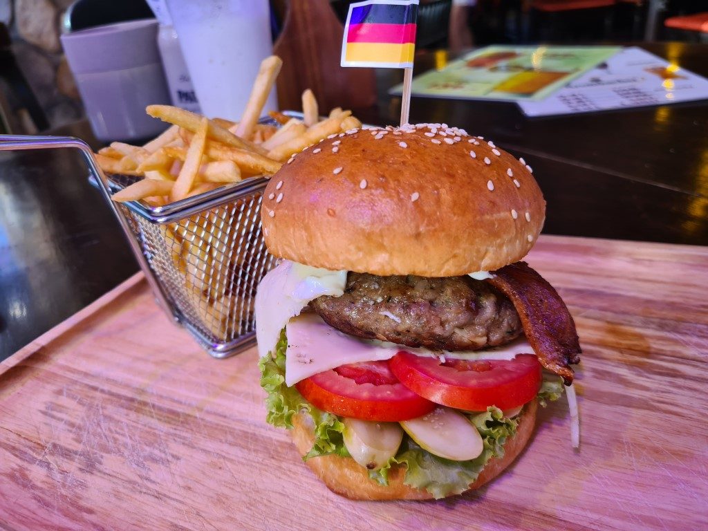 Burger at Old German Beerhouse Soi 11 Bangkok