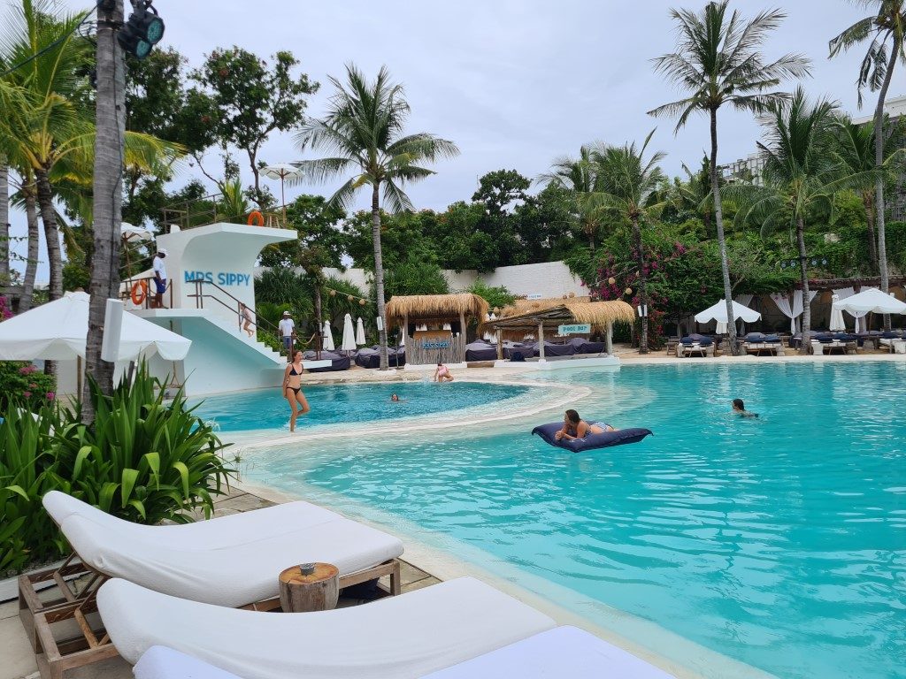 Salt water swimming pool at Mrs Sippy Beach Club Seminyak Bali
