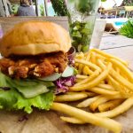 Tasty chicken Burger at Mrs Sippy Beach Club Seminyak Bali
