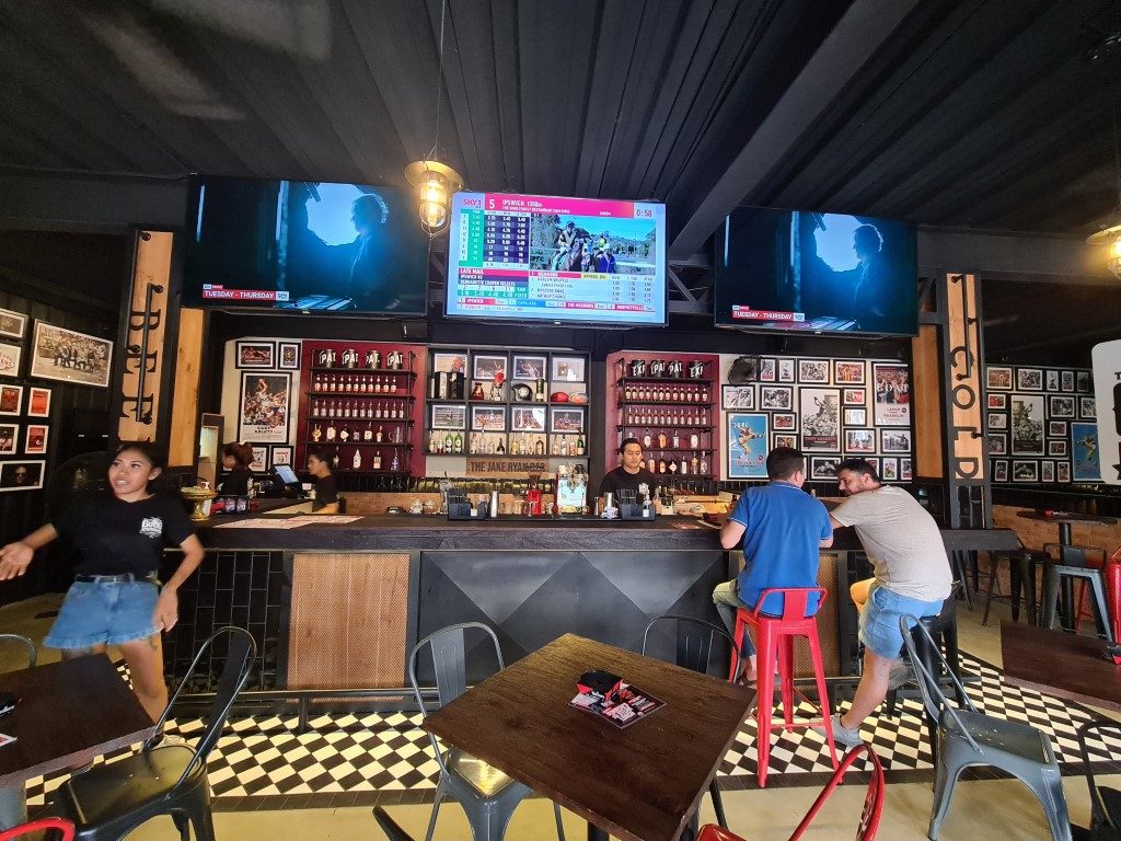 The bar at The Goat Sports Pub in Seminyak