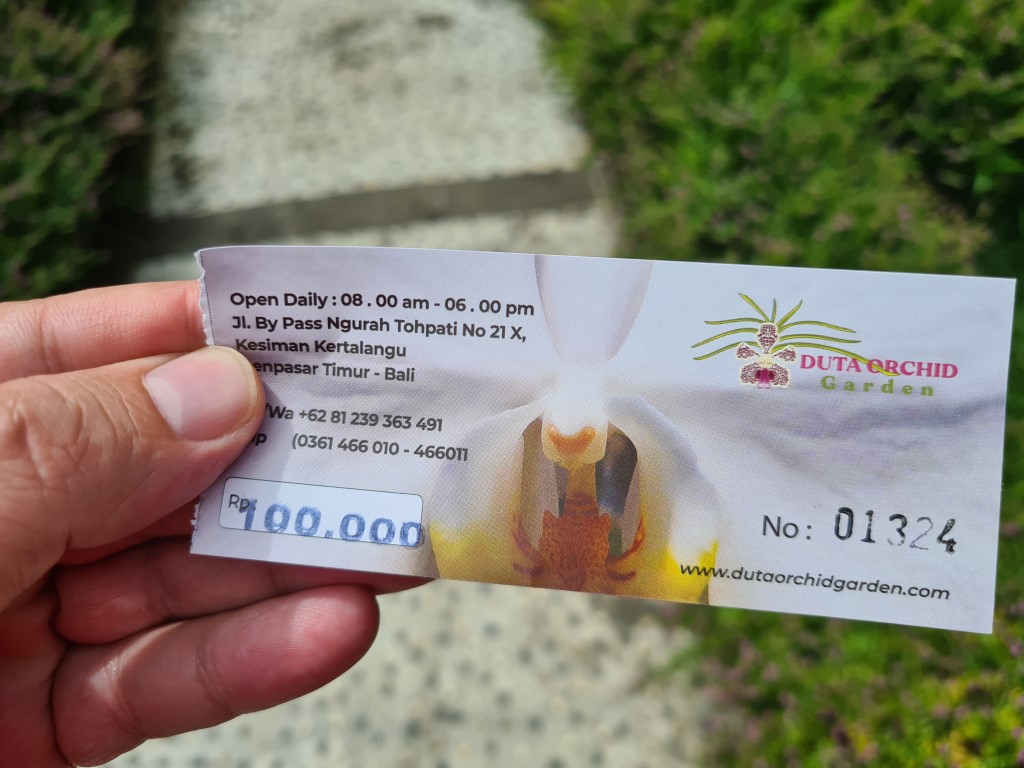Entrance Fee 100,000Rp to Duta Orchid Garden