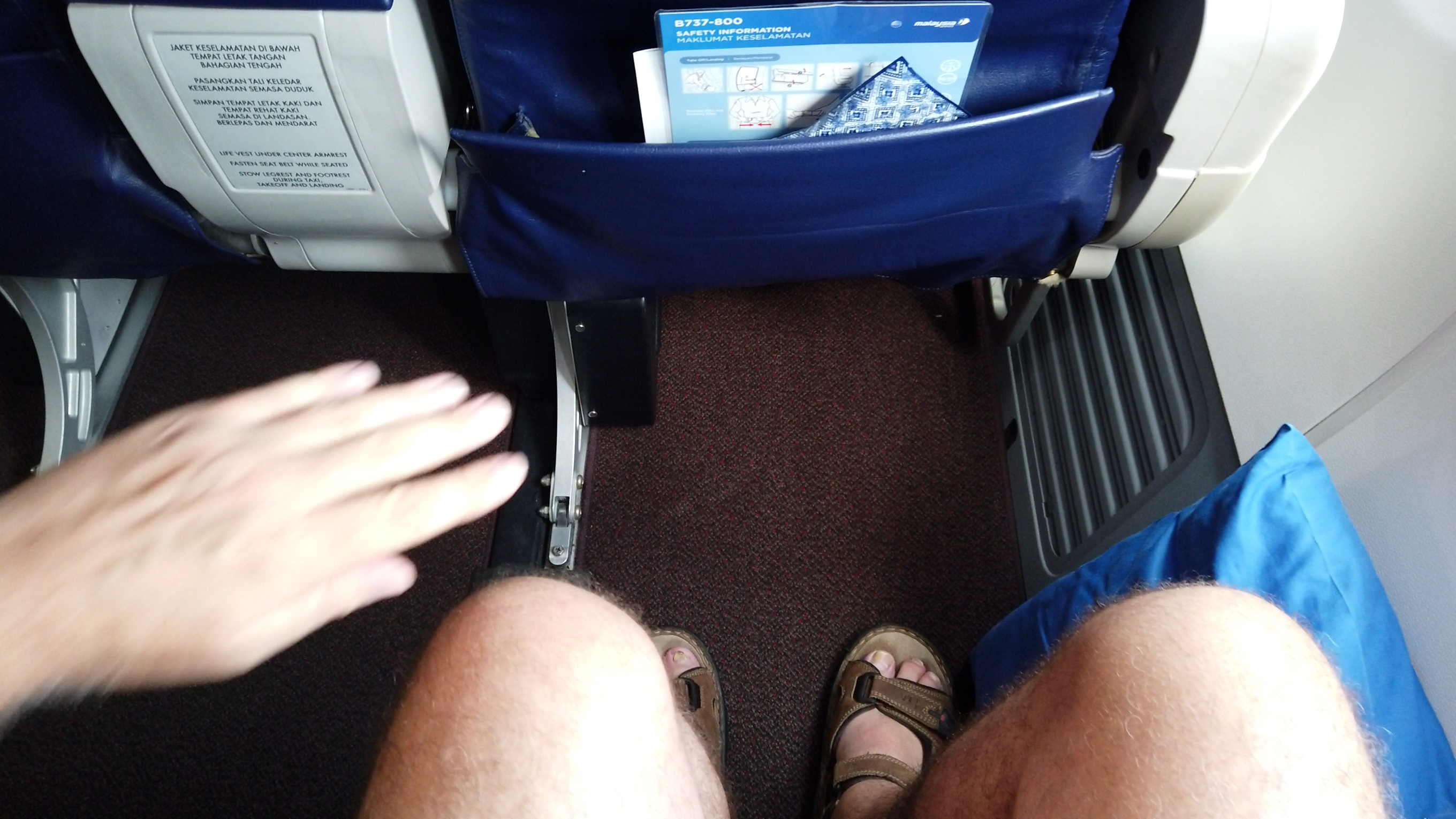 Plenty of leg room in Business Class on Malaysia Airlines B747-800
