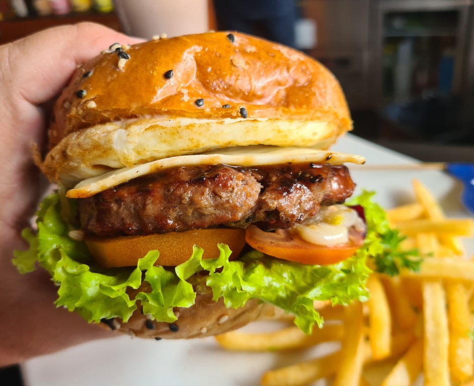 Aussie Beef Burger at Nirvana Sports Bar Seminyak