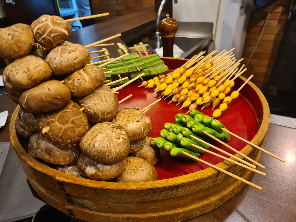 Food on display at Nanbantei Japanese Yakitori Restaurant Singapore