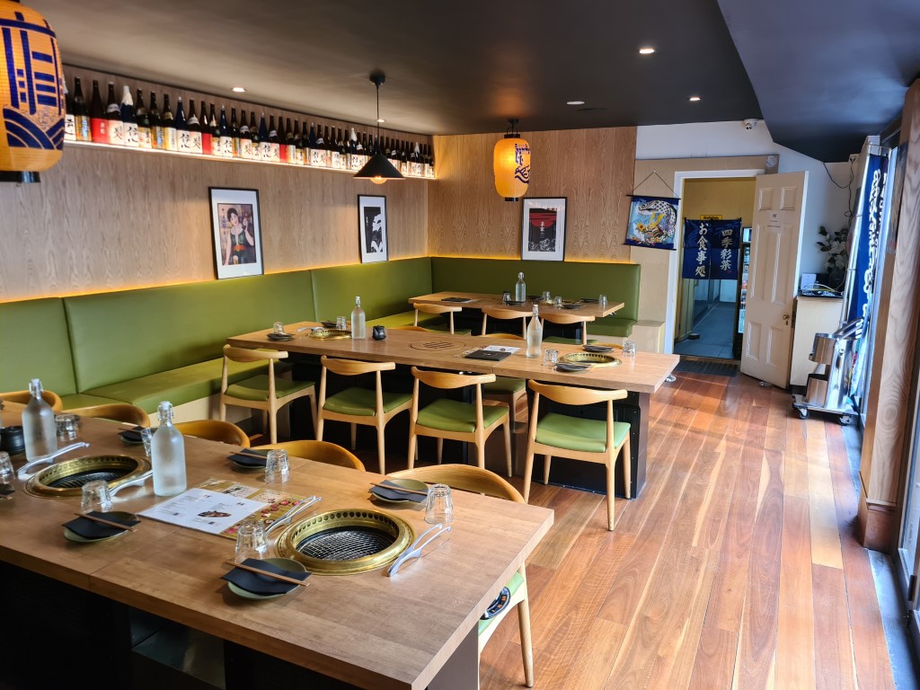 Inside dining tables at Touka Japanese BBQ Restaurant Parramatta