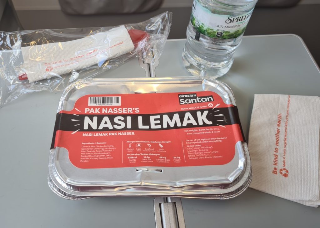 Nasi Lamak meal on AirAsia KL to Bangkok