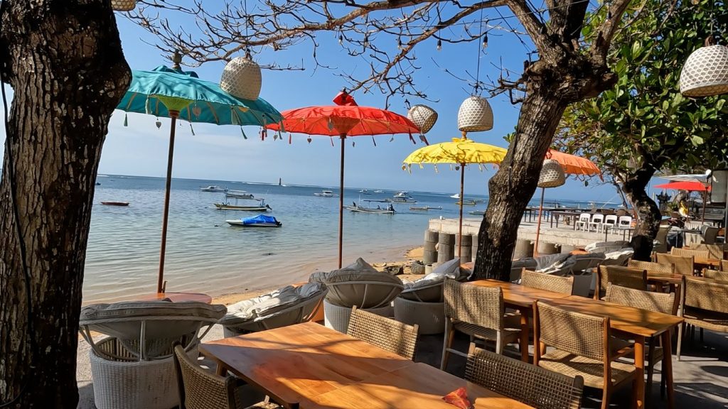 Restaurants along the Sanur Beach Promenade