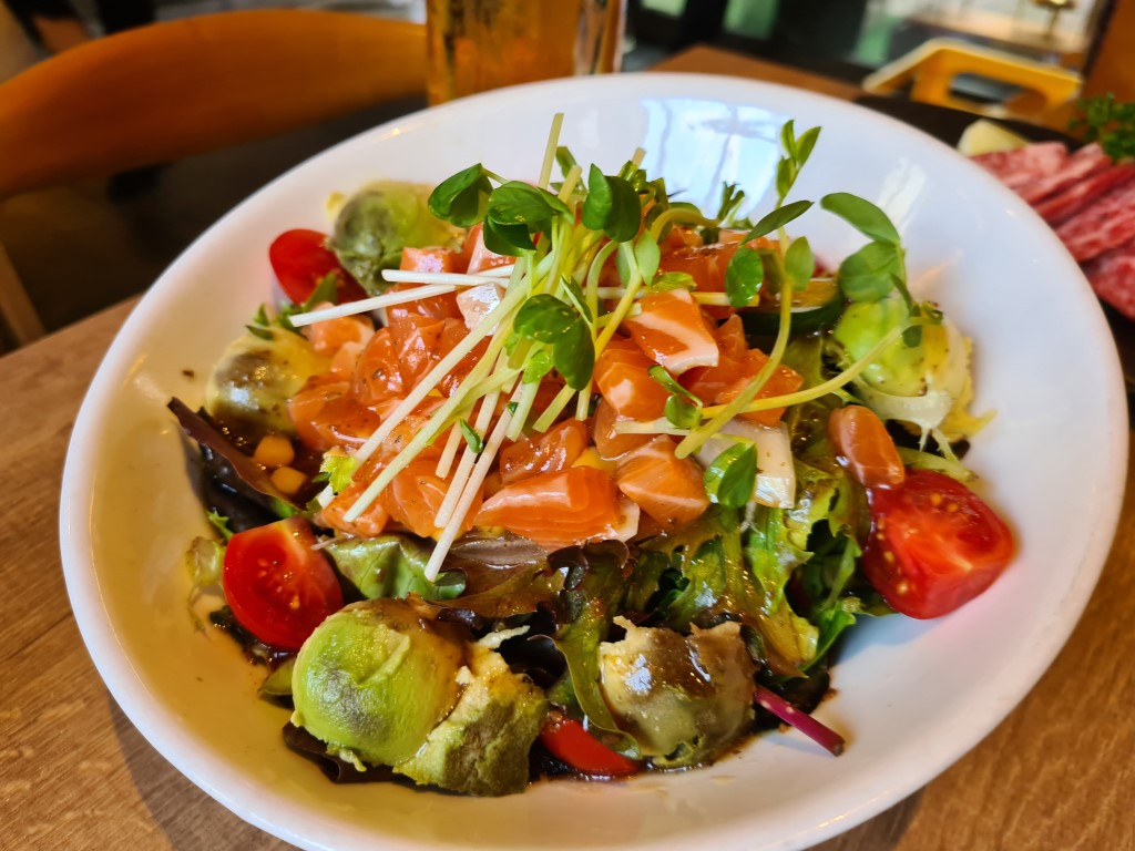 Salmon salad at Touka Japanese BBQ Restaurant Parramatta