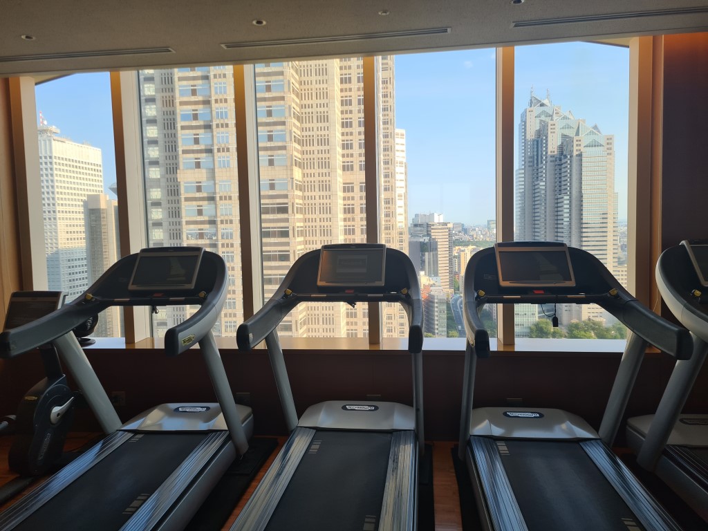 View from the cardio machines at the gym at Hyatt Regency Tokyo Hotel
