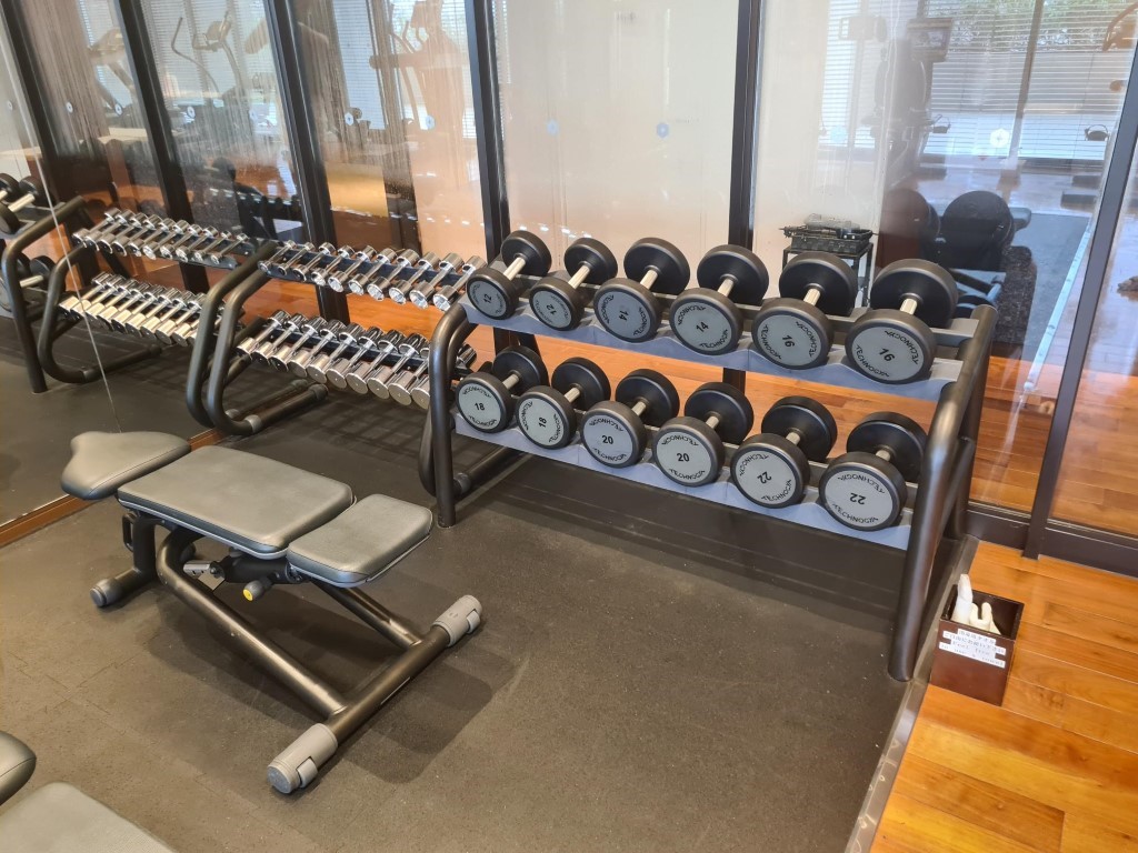 Free hand weights at the Hyatt Regency Naha Hotel Gymnasium
