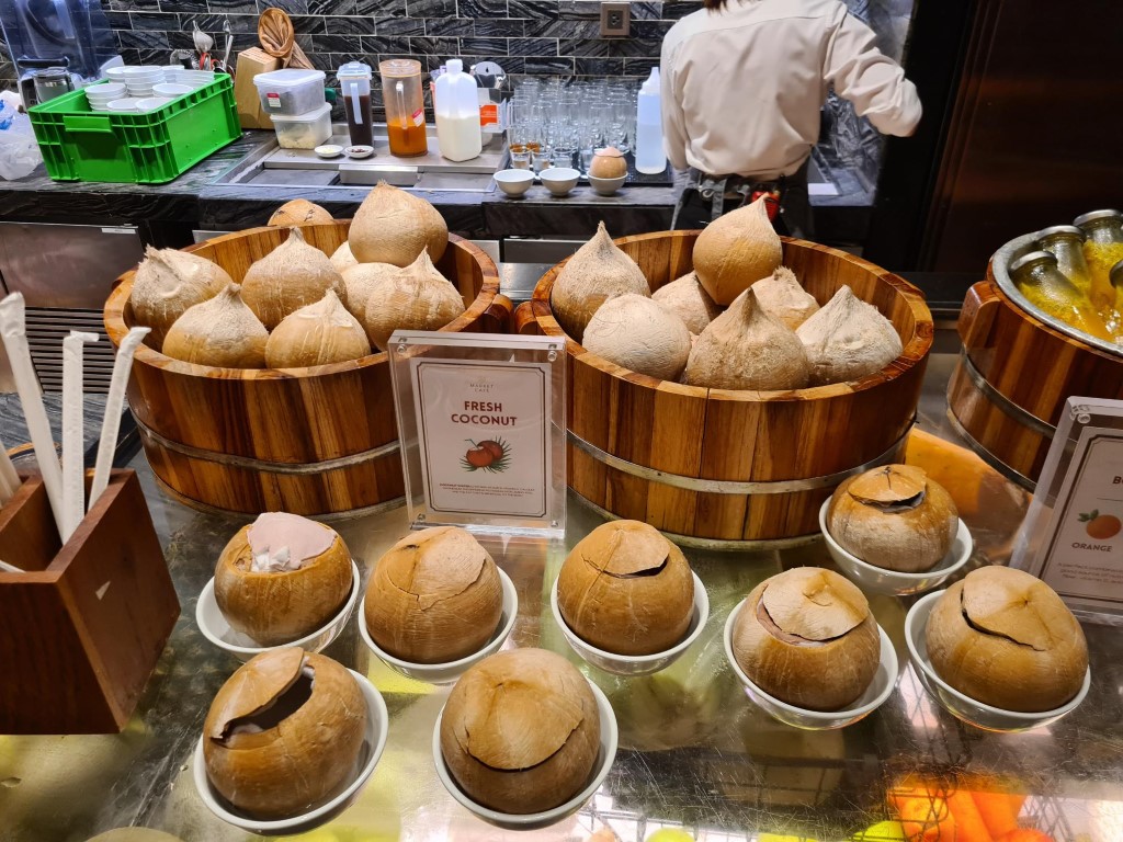 Fresh Coconuts at the Buffet Breakfast in Hyatt Regency Sukhumvit Bangkok