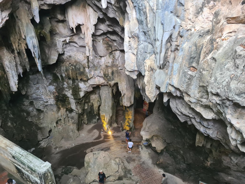 Walking down into Khao Luang Cave
