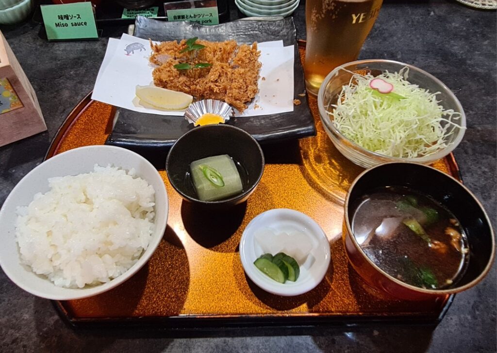 Delicious Tonkatsu meal at Kurobatu Restaurant Kagoshima