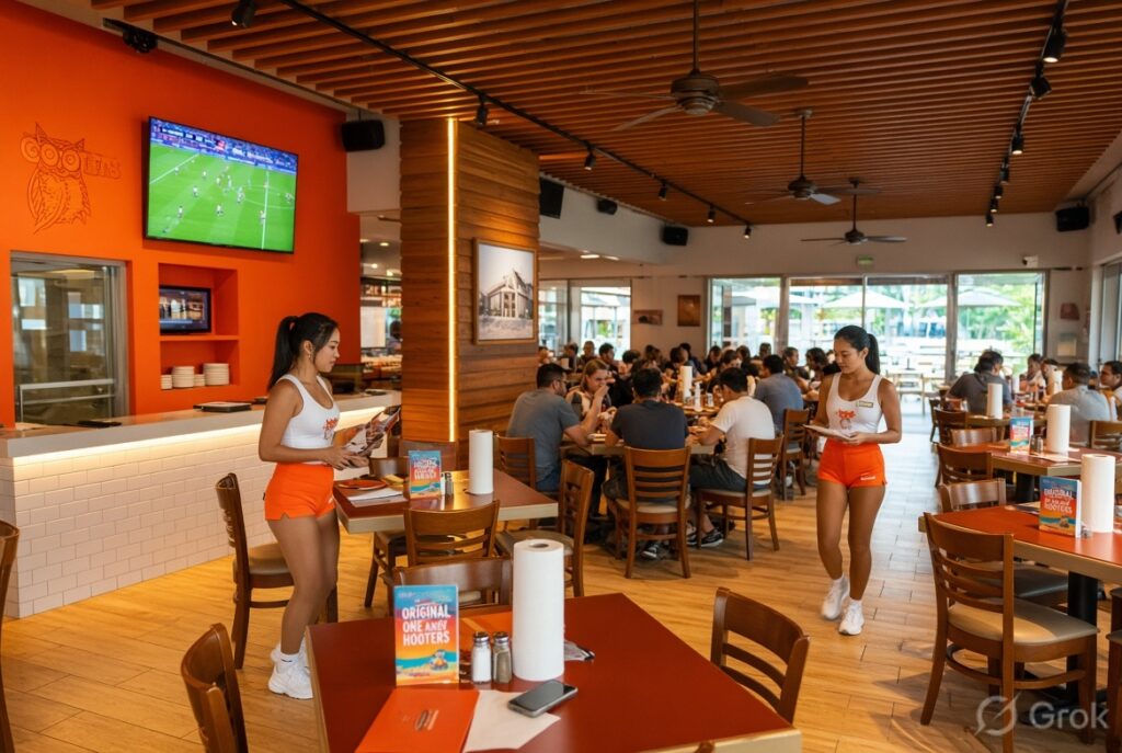 Inside Hooters Bar in Singapore