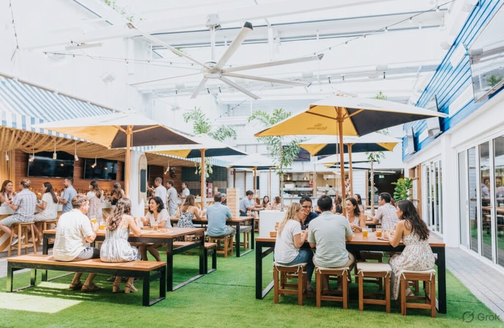 The rooftop area of Surfers Paradise Beer Garden