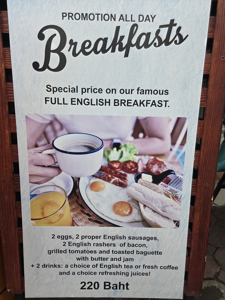 English Breakfast Menu at Cafe Uno Chaweng Beach