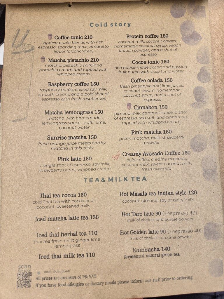 Coffee and tea menu at Annie's Eatery Lamai Beach