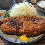 Tonkatsu with sauce and mustard at Tonchinkan Tonkatsu Restaurant Shinjuku